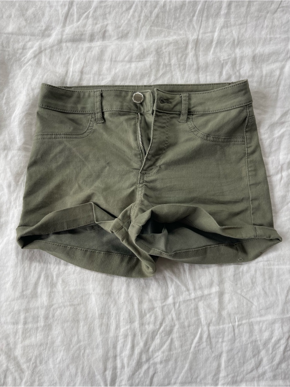 H&M Olive Green High-Rise Jean Shorts